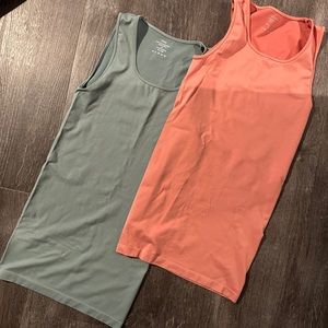 2 TANKS - Salmon & Light Olive Fitted Maternity Tank Tops